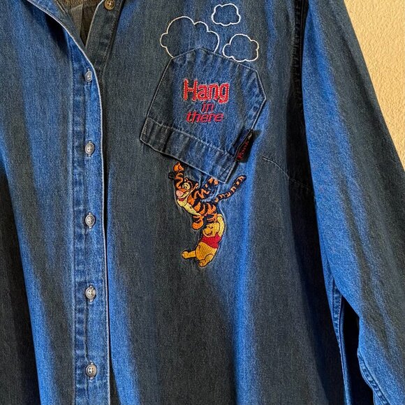 Disney Tops - Disney Winnie the Pooh Denim Button Down Shirt Jeans Shirt Tigger Size 18W / 20W